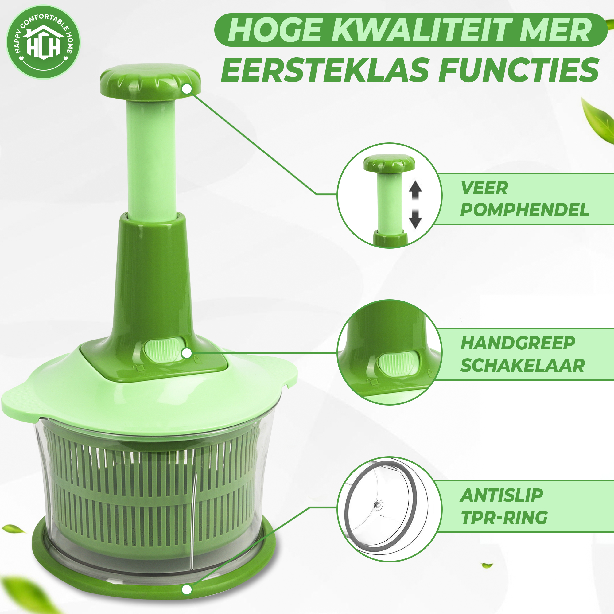 HCH Hakmolen + Groentesnijder - Handmatig - Set - Groen